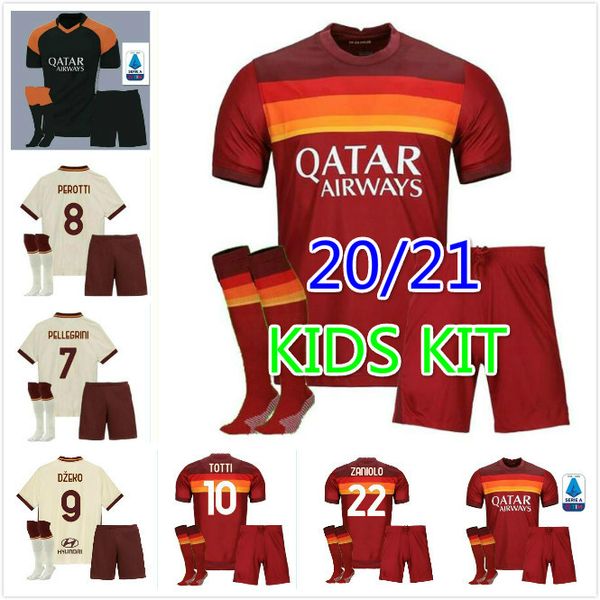 

2020 roma футбол джерси малышей комплект футбол джерси totti pellegrini джеко de rossi zaniolo клюйверт футбол рубашки camiseta де рома 20/2, Black