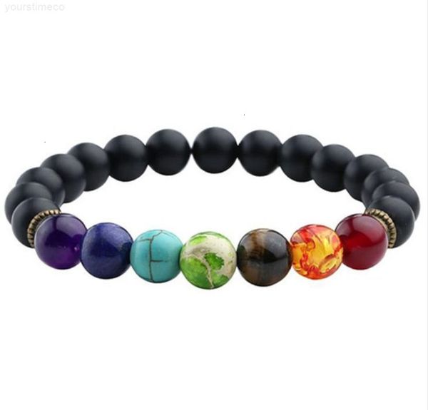 

lava healing chakra beads men balance black reiki buddha prayer natural stone yoga bracelet for women ship
