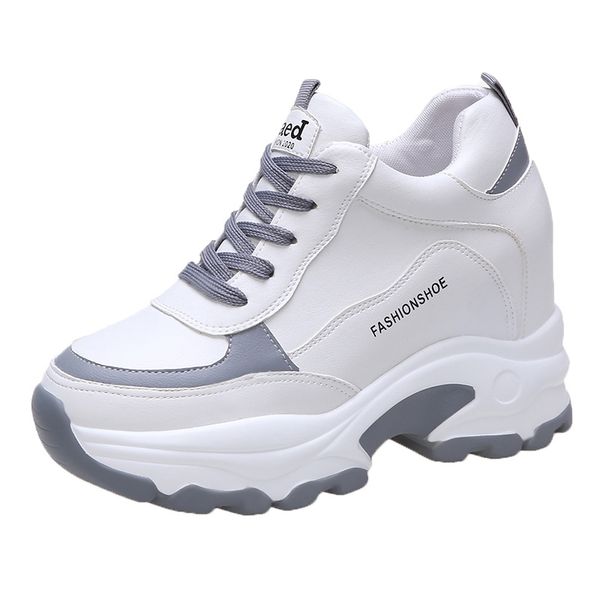 

2021 the new leather shoes chunky heels for women sneakers hidden platform woman high-end rentals even female tennis p60v, Black