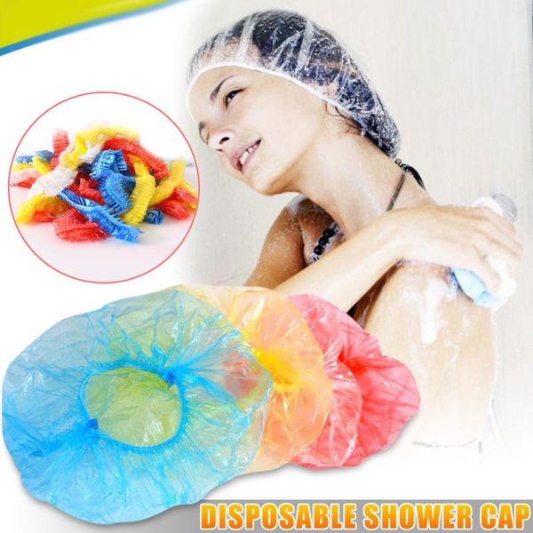 

110pcs waterproof shower cap fashion wave point bath hair cover thicken elastic bath hat bathing cap for home household portable