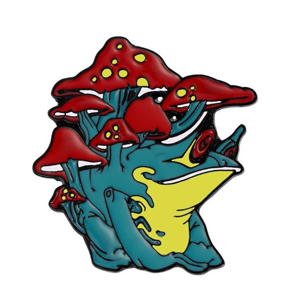 

frog mushroom enamel pin new fashion cute toad bag backpack badge brooch pins jewelry gift for friend wholesale, Gray