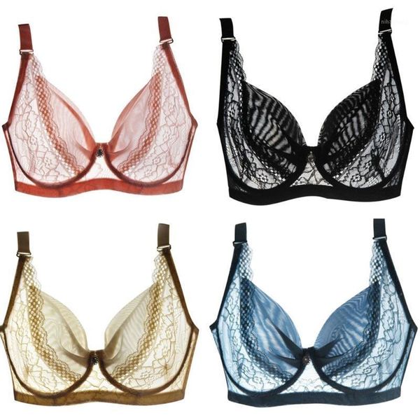 

bra lingerie women's plus size adjustable gauze breathable extra-elastic translucent bra underwear soutien gorge femme w101, Red;black