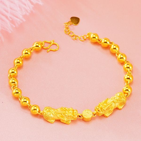 

simple vietnamese sand bracelet double imitation lovers bracelet imitation 3d hard gold copper gold plated men's and women's style, Golden;silver
