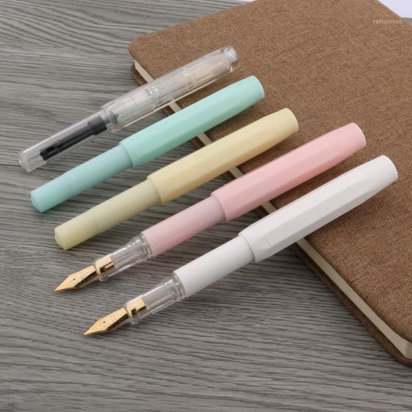 

luxury quality pocket hexagon fountain pen plastic macaron transparent calligraphy brush ink pen office school supplies new1