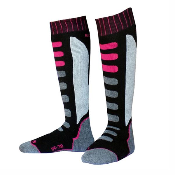 

sports socks high performance thermal skiing men women children, ultra thick snowboard stocking cotton wool, parentage clothing 5 sizes, Black