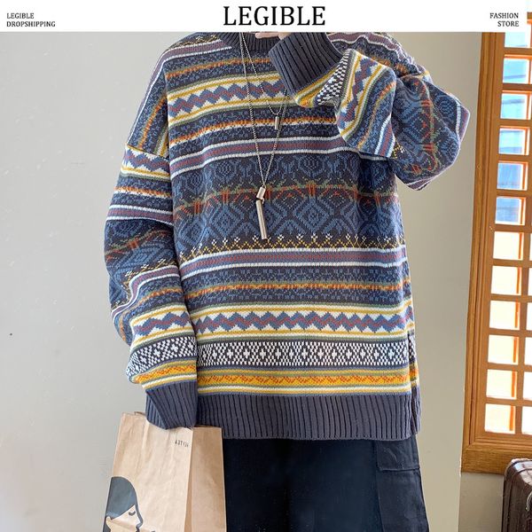

legible men hip hop sweater mens autumn winter designer pullover sweater male loose harajuku clothing men 201026, White;black