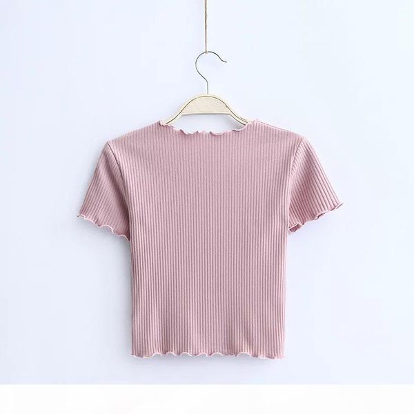 

qualityvintage wood ears o neck short sleeve t-shirt 2020 new woman slim fit t shirt tight tee summer retro 6 colors, Red;black