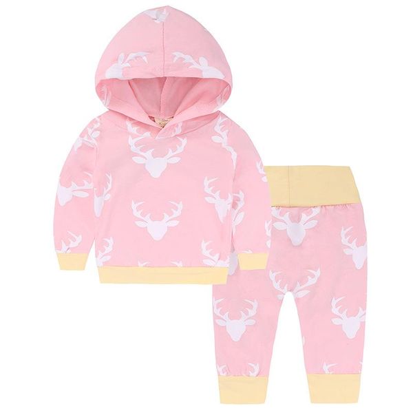 

newborn baby girl clothes set pattern long sleeve t-shirt+ pants infant boys clothing outfits, White