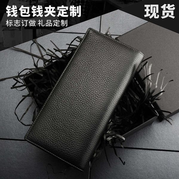 

men's long leather wallet made to order head leather wallet company gift, Black;brown