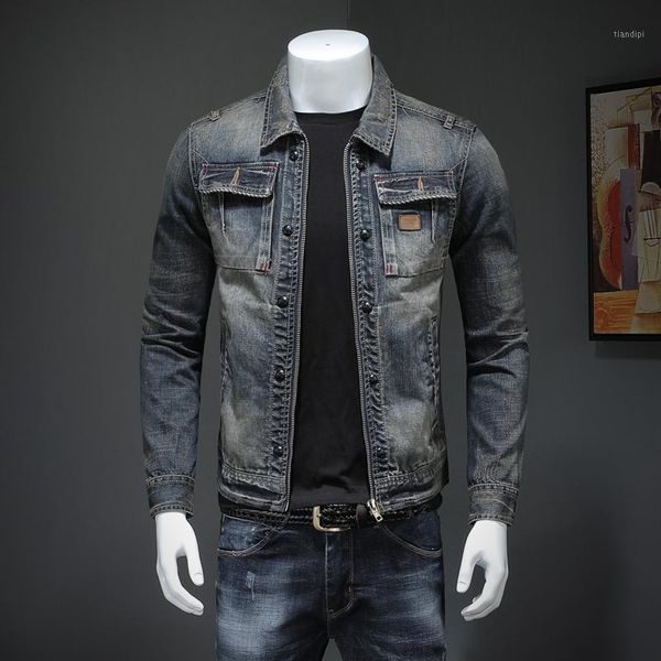 

2020 denim jacket men retro motorcyle coat streetwear pilot bomber zipper jackets cowboy men blue jean jacket1, Black;brown