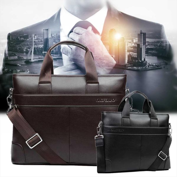 

pu leather men briefcase casual business man shoulder crossbody bags large capacity travel messenger bags new