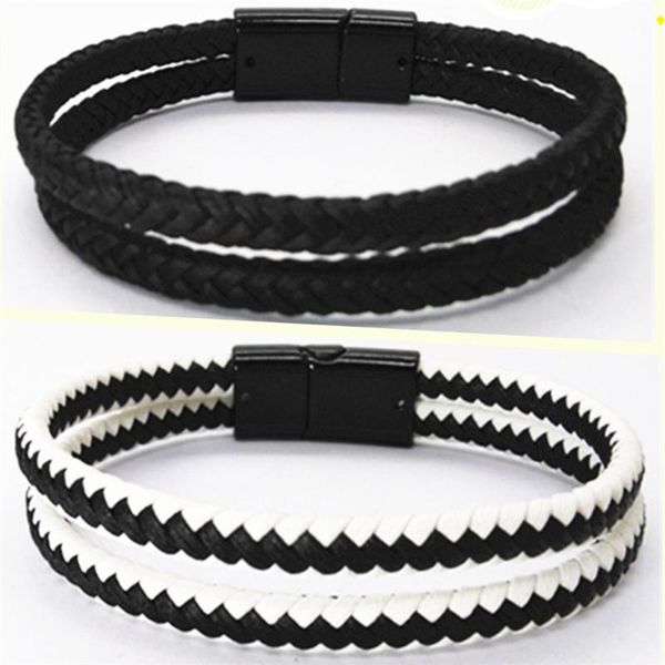 

white hip hop unique design wristband fashion black blue male punk fashion link leather men bracelets women jewelry, Golden;silver