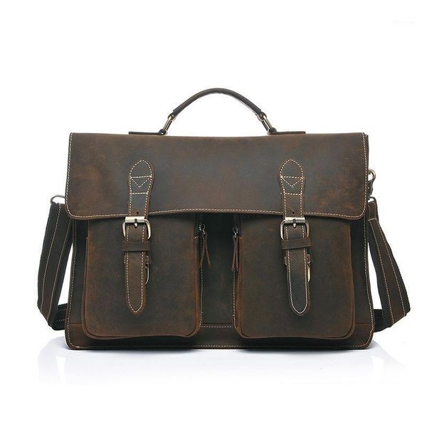 

briefcases vintage crazy horse leather men's briefcase lapbag business genuine men shoulder crossbody1