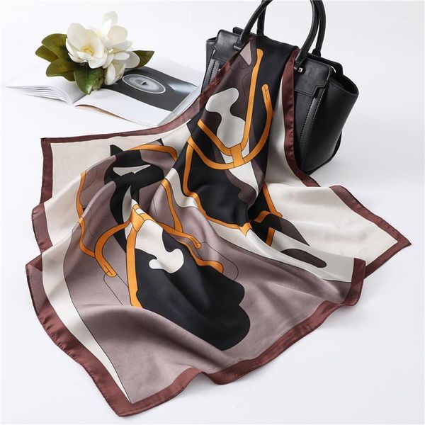 

women summer silk neck scarf for hair headband luxury design print square scarves lady horse bandana kerchief 2020 fashion1, Blue;gray