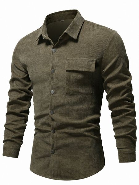 

men corduroy flap pocket button up shirt c9iy#, White;black