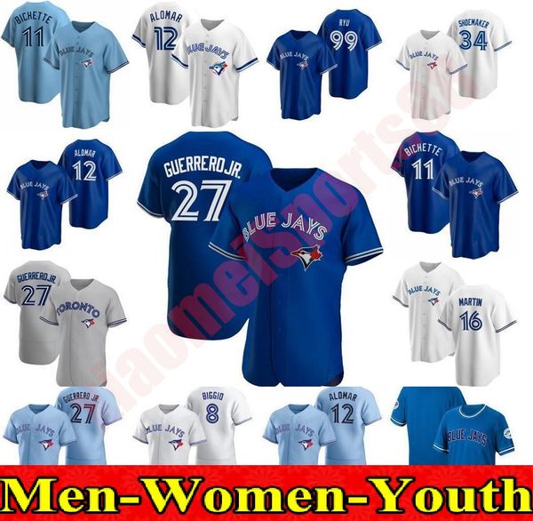 

2020 blue jay vladimir guerrero jr. baseball cavan biggio hyun-jin ryu yamaguchi randal grichuk drury hernandez jansen jerseys, Blue;black