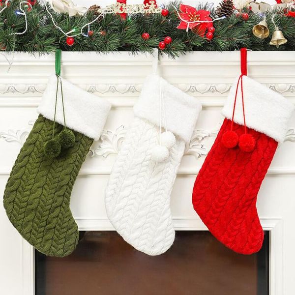 

christmas decorations knitted wool thick white hair socks el home ornaments decoration gift1