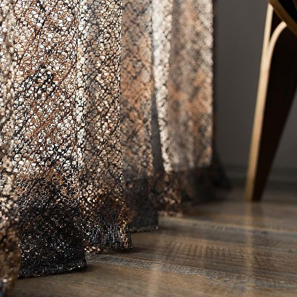 

curtain & drapes modern luxury coffee golden hollow window screen ready made sheer nordic home decoration tulle custom 596#4