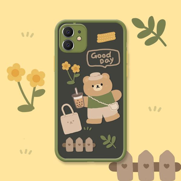 

spring tea bear for 12mini mobile phone case 11pro max 8plus 7p se2 x xs / xr