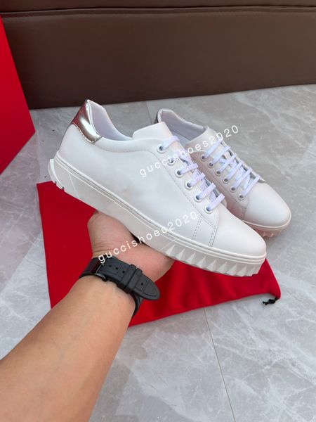 

fashion casual shoes white calfskin and rubber designer man lace up adhesive convenient buckle tongue sneaker, Black;red
