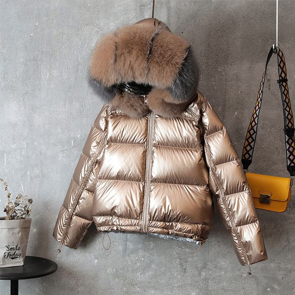 

sitruuna new vintage double sided down long jacket winter fur collar gold duck down coat padded warm parkas snow thick outerwear v191019, Black