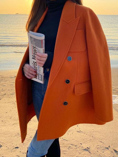 

dalu australian wool suit women's small middle long woolen overcoat autumn winter 2020, White;black