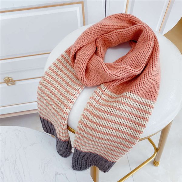 

wool japan south korea new striped long boys and girls contrast knitted scarf children's warm neck nizv, Red;brown