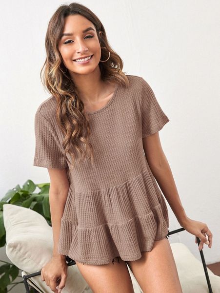 

ruffle hem waffle knit w0ee#, White