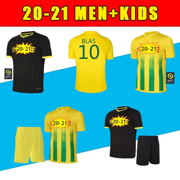 

kids kit 20 21 fc nantes soccer jersey home maillot 2020 2021 simon louza a toure blas coco coulibaly football shirts, Black;yellow