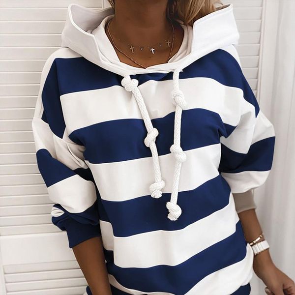 

autumn striped colorblock loose hoodies women drawstring long sleeve hooded sweatshirt female 2020 plus size fashion lady hoodie, Black