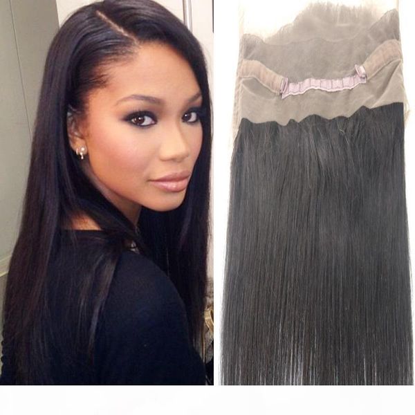 

8-20inch selling wholesale price natutal color 360 lace frontal straight hair ing, Black