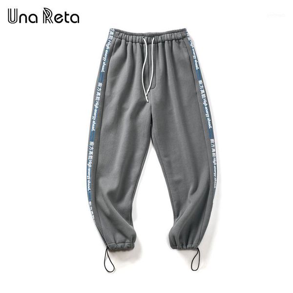 

men's pants una reta plus velvet sweatpants winter hip hop print letter joggers trousers men streetwear pocket design sweat pants1, Black