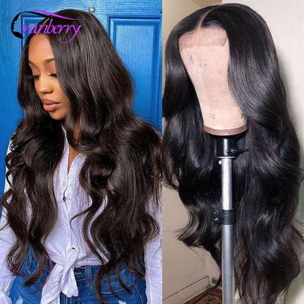 

cranberry hair remy brazilian body wave human hair wigs for women 4x4 lace closure wig pre plucked hairline 360 lace frontal wig, Black;brown