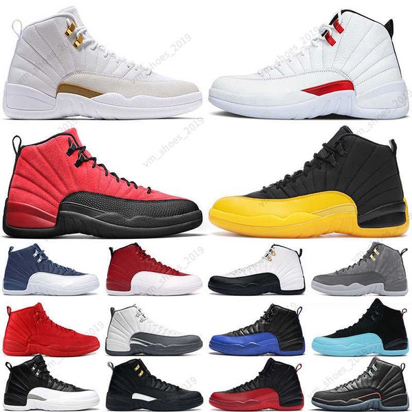 

fashion men basketball shoes 12s 12 reverse flu game royal utility dark concord university gold indigo michigan mens trainers sports