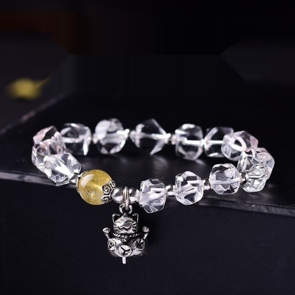 

f0czv zhiying белого естественного браслет браслет crystaljewelry кристалл серебряных волосы кристалл bracelet925 серебро accessoriesthai зо, Golden;silver