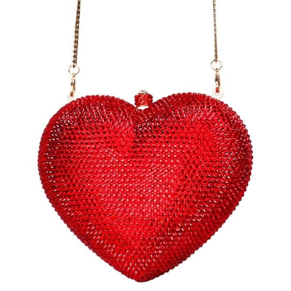 

laisc deluxe crystal red heart clutch evening bag formal luxury woman wedding bags purse pochette sc010 y201224