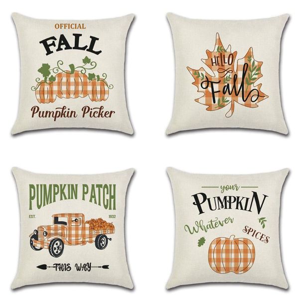 

happy fall thanksgiving day pumpkin truck harvest decor cushion cover sofa autumn farm 45*45 cm printed pillow covers1