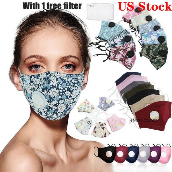 

stockcotton cycling face mask printed designer masks us with breathing valves are dustproof comfortable and breathable