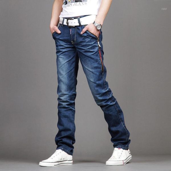 

new casual men's jeans slim fit men pant personality pockets fashion jeans men straight plus size 28~36/38 hombre pantalones1, Blue
