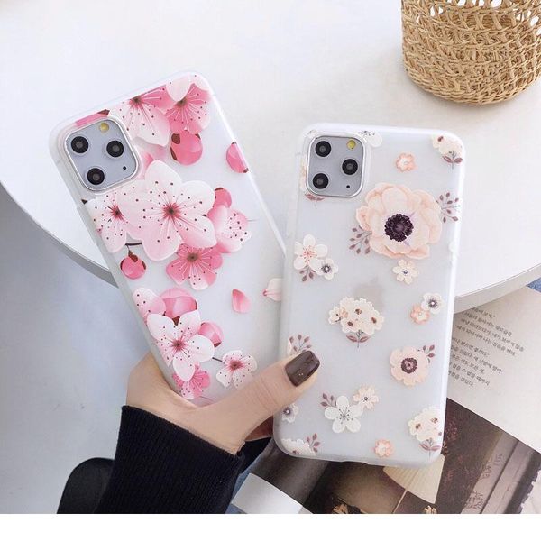 

fashion 3d relief flower phone case for iphone 11 11pro max x xr xs max 7 8 plus se2 sile jllgjo