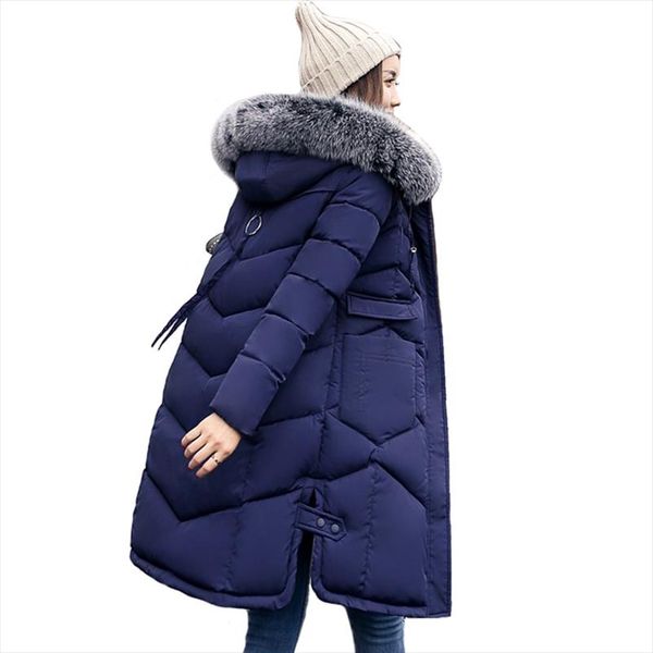 

2019 new arrival winter jacket women warm thicken long fur womens winter parka parkas hooded female coat cotton padded, Black