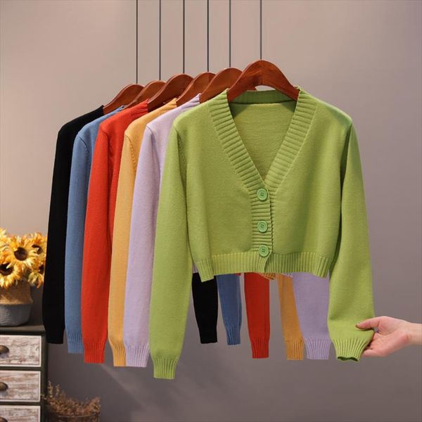 

spring womens обрезанное кардиган свитера casual женский свитер кнопка v шеи однобортный сыпучие длинным рукавом вязаный кардиган, White;black