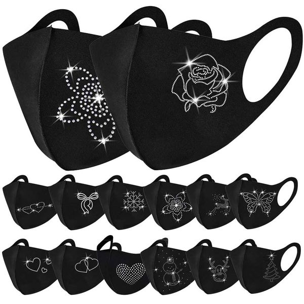 

дизайнерская маска рождественский инкрустированный алмазный рот дизайнер лица маска мужчин женщин висит ушной блеск блесток блесток снежинка