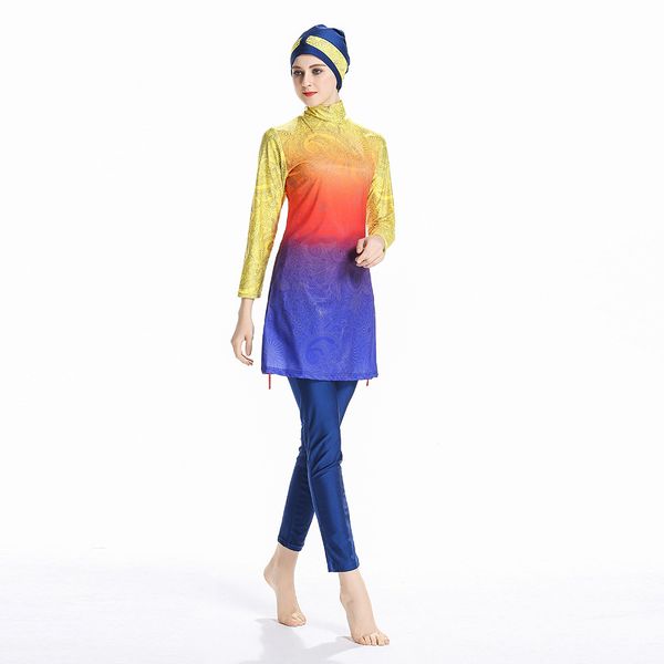

2021 new big women modest plus size maid hijab wear swimwear swimsuit q4xd, Red