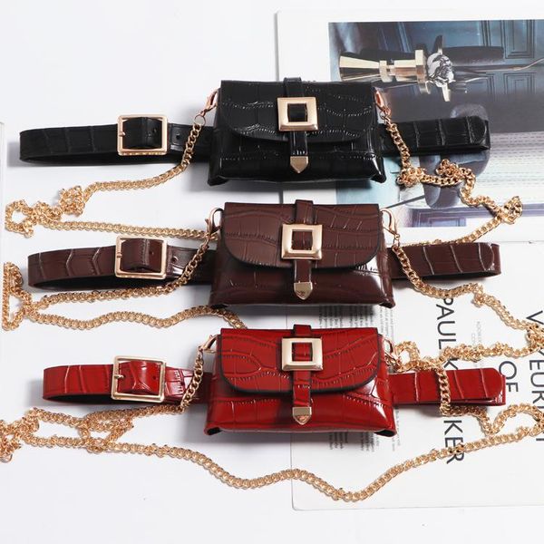 

2020 женская мода pu сумки на пояс мода монет деньги фанни пакеты кожезаменитель пояс мини сумка съемные цепи сумка