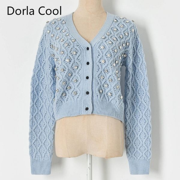 

new female designer cardigans luxury diamonds with v-mesh cleavage hollow plaid blouses out feminine long sleeves short jackets otw5, White;black