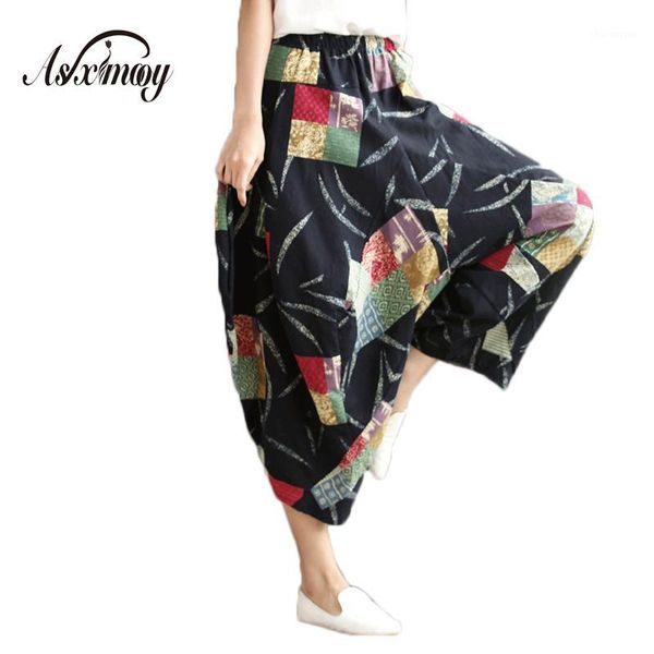 

2018 plus size spring summer casual vintage cotton linen pants women elastic high waist wide leg pants harem pantalones1, Black;white