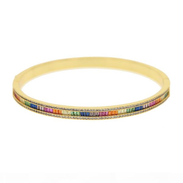 

fine delicate bangle&bracelet rainbow gradual bar baguette cz spectacular open cuff bangle women grils christmas gift 56-58m y19051101, Black
