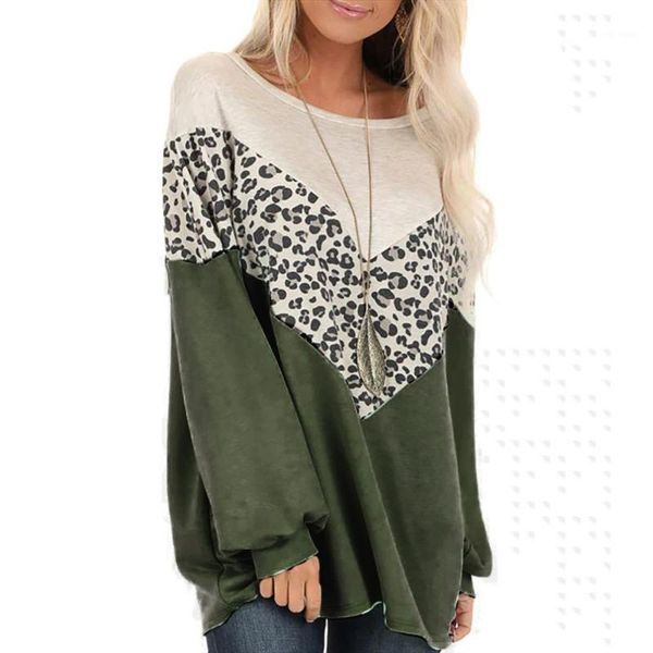 

leopard patchwork fluffy sweatshirt women ladies print long sleeve pullover fall baggy o neck blouse home fluffy tunic green xxl1, Black