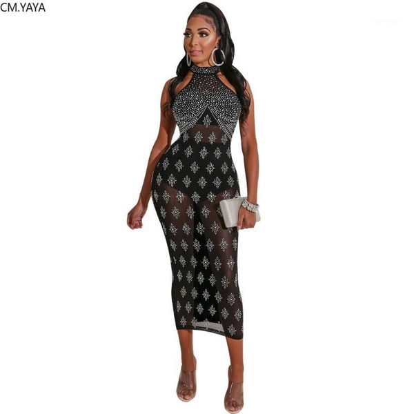 

2020 summer midi dress drilling perspective women bodycon night club party slim bandage street dresses vestidos gl88841, Black;gray